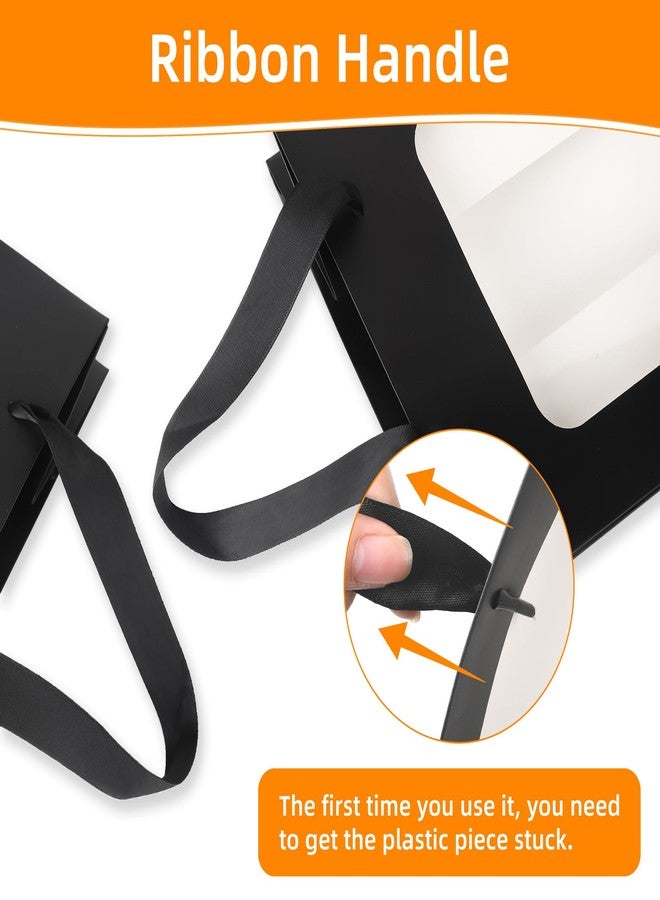 MOXARYSU 3 Pcs Black Gift Bags with Clear Window: 9.8x5.1x7.1 Inch Medium Kraft Paper Bags with Handle For Party Business Birthday Wedding (Black,3p) - Image 5